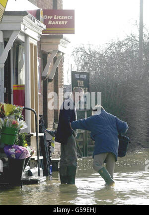 Lokale Geschäfte überflutet Stockfoto