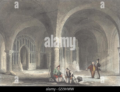 KENT: Innen Canterbury Kath. Undercroft. (Unreinheiten), antique print 1836 Stockfoto
