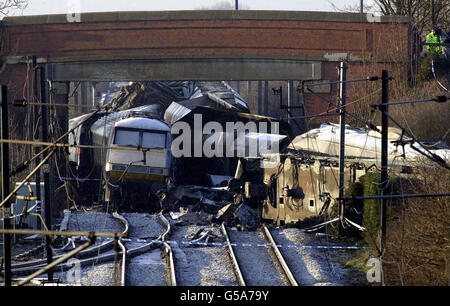 Zug-Crash-Szene Stockfoto