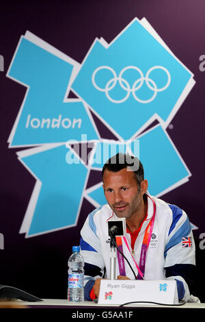 Olympia - Olympiade 2012 in London - Großbritannien Männer Fußball Pressekonferenz - Olympiapark Stockfoto