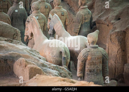 Die Terrakotta-Armee und die Pferde der Kaiser Qin Shi Huang, Lintong Bezirk, Xi ' an, Shaanxi Provinz China Stockfoto