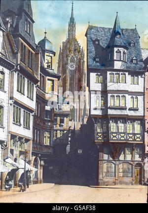 Der Kaiserdom St. Bartholomäus in Frankfurt Am Main. Deutschland, 1910er Jahre, 1920er-Jahre des 20. Jahrhunderts, archivieren, Carl Simon, Reisen, Geschichte, historisches, Kirche, Kathedrale, Architektur, Hessen Stockfoto