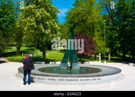 Denkmal für Kinder getötet, während Anfang der 90er Jahre Belagerung, Veliki Park, Sarajevo, Bosnien und Herzegowina, Europa Stockfoto