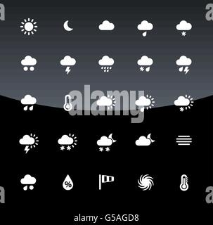 Wetter-Icons auf schwarzem Hintergrund. Stock Vektor