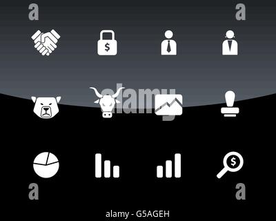 Symbole auf schwarzem Hintergrund zu finanzieren. Stock Vektor