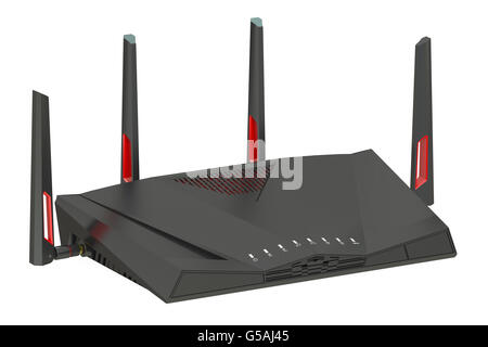 Drahtlose moderne Internet-Router, 3D-Rendering isolierten auf weißen Hintergrund Stockfoto