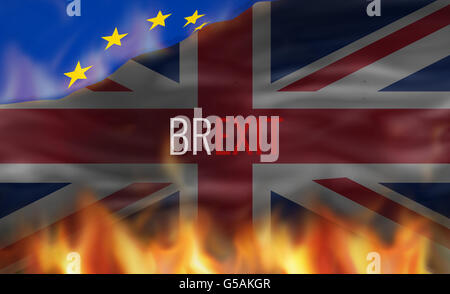 Brexit United Kingdom Fire Flammen Hintergrund Stockfoto