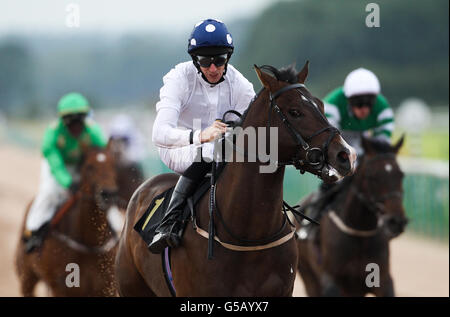 Pferderennen - Southwell Racecourse. Das niederländische Meisterwerk von George Baker kommt nach Hause, um den E.B.B. ron Brooks Toyota 50. Jahrestag Maiden Stakes zu gewinnen Stockfoto