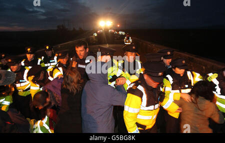 Schale Bellanaboy Gas Raffinerie protest Stockfoto