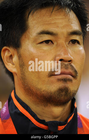 Olympische Spiele In London - Tag 4. Japan-Trainer Nobuhiro Maeda Stockfoto