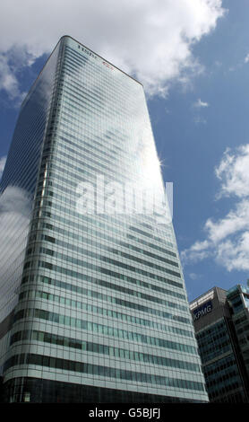 London City Stock. Eine Gesamtansicht des HSBC-Gebäudes in Canary Wharf, London. Stockfoto