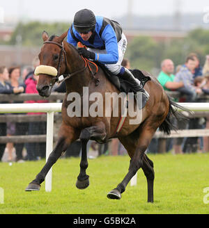 Gate Please ridled by Deric O'Conner gewinnt das Arthur's Legacy Flat Race während des Guinness Galway Hurdle Handicap Day des Galway Summer Festivals auf der Galway Racecourse, Ballybrit. Stockfoto