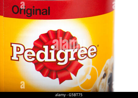 LONDON, UK 16. Juni 2016: Nahaufnahme des Pedigree Hundefutter Logos, über einen weißen Hintergrund auf 16. Juni 2016.  Stammbaum Stockfoto