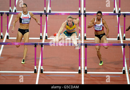 Die australische Sally Pearson gewinnt die 100 Meter Hürden der Frauen Stockfoto