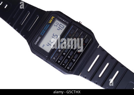 Casio Datenbank Rechnersymbol Uhr CA-53W-1Z 80er Jahre Stockfoto