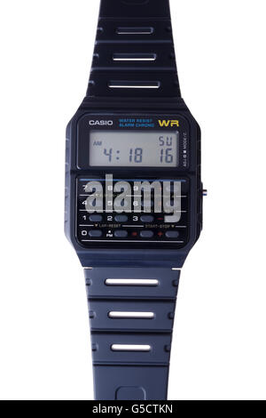 Casio Datenbank Rechnersymbol Uhr CA-53W-1Z 80er Jahre Stockfoto