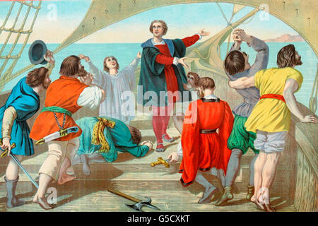 Christopher Columbus und der erste Blick auf die neue Welt Stockfoto