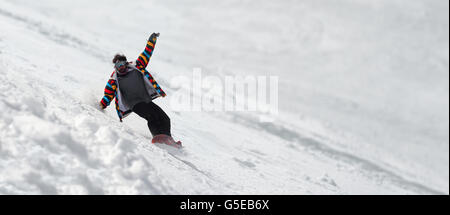 Winter-Szene in den französischen Alpen, Les 2 Alpes Stockfoto