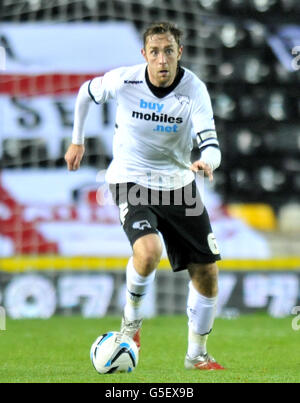 Richard Keogh von Derby County während des npower Football League Championship-Spiels im Pride Park, Derby. Stockfoto