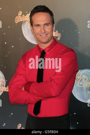 Michael Vaughan kommt zur Einführung von Strictly Come Dancing 2012 im BBC TV Center im Westen Londons. Stockfoto