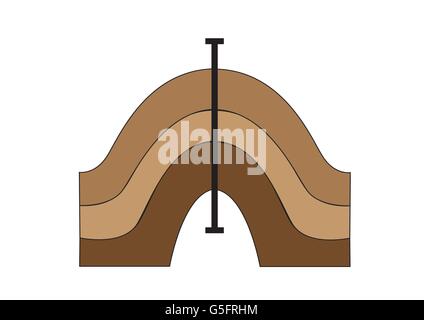 Schematische Darstellung einer symmetrischen Falten Stockfoto