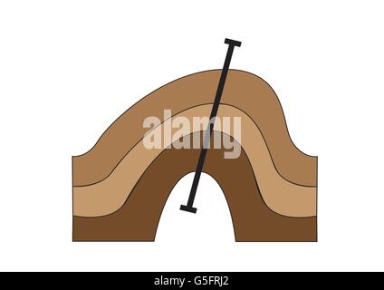 Schematische Darstellung einer asymmetrischen Falten Stockfoto