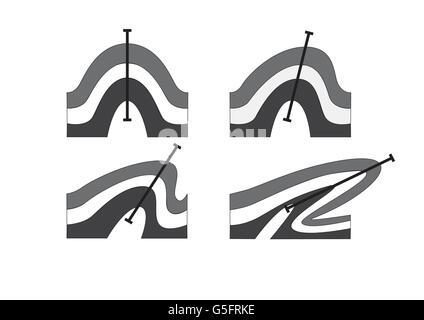 Diagramme der geologischen Falten Stockfoto