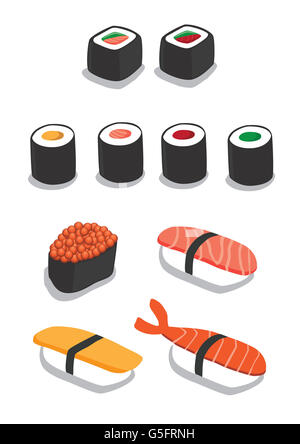 Illustrationen von Sushi Stockfoto