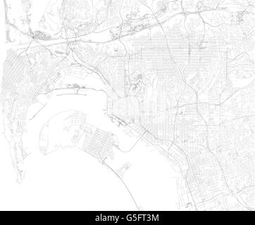 Karte von San Diego, Satellitenansicht, Straßen und Autobahnen, U.S. Stock Vektor