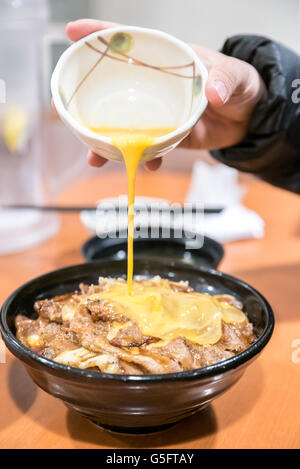 Gyudon gegrillte japanische Rindfleisch mit Reis Stockfoto