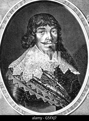 Bernard, 16.8.1604 - 18.7.1639, Herzog von Sachsen-Weimar, Deutscher General, Porträt, Kupferstich von Johannes Duerr, circa 1635, Artist's Urheberrecht nicht gelöscht werden Stockfoto