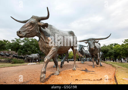 Almabtrieb-Statue in der Stadt Dallas Stockfoto