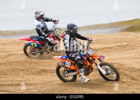 BXUK Meisterschaft Racing - Solo Motorräder Rennen rund um den Kurs in Bournemouth Beach im Juni für das Bournemouth Räder Festival Stockfoto