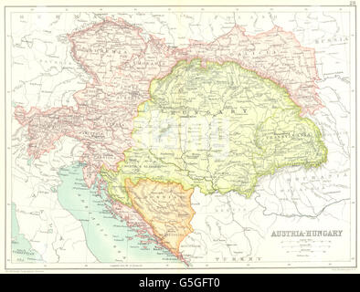 AUSTRIA-HUNGARY: Bosnien Dalmatien Böhmen Galizien Tirol Mähren Steiermark, 1909-Karte Stockfoto