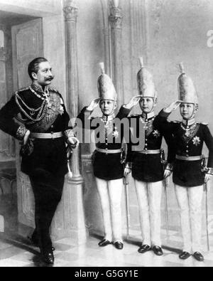 Eine Illustration von Kaiser Wilhelm II. Und drei seiner Söhne (Namen unbekannt). Stockfoto