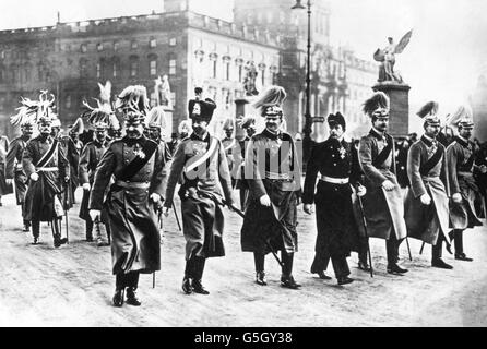 Erster Weltkrieg - Kaiser Wilhelm II. Und Söhne. Kaiser Wilhelm II. Und seine sechs Söhne. Stockfoto