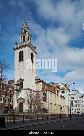 St James Garlickhythe, Kirche in der City of London. Von Sir Christopher Wren, 1676-1684. Das äußere Stockfoto