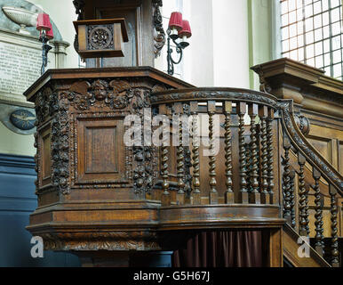 St James Garlickhythe, Kirche in der City of London. Die Kanzel Stockfoto