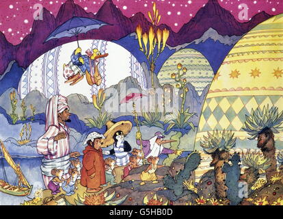 Literatur, Märchen, 'Mecki bei Sindbad', Bildband, 'wie ich Sindbad den Lastträger kennenlernen', 1962, Zusatz-Rechteklärung-nicht vorhanden Stockfoto