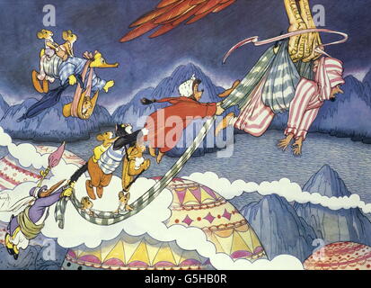 Literatur, Märchen, 'Mecki bei Sindbad', Bildband, 'wie wir mit dem Vogel Roch über das Meer flogen', 1962, Zusatz-Rechteklärung-nicht vorhanden Stockfoto