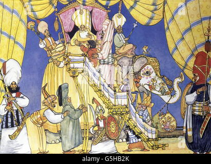 Literatur, Märchen, 'Mecki bei Sindbad', Bildband, 'wie ich Sindbads Finanzminister verzauberte', 1962, Zusatzrechte-Clearences-nicht vorhanden Stockfoto