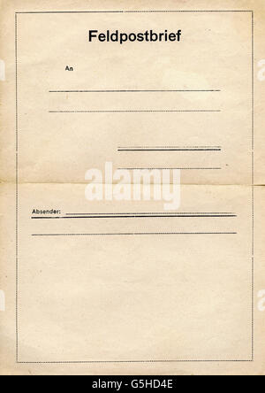 Post, Formular, Militärbrief, Deutschland, um 1940, Zusatzrechte-Clearences-nicht vorhanden Stockfoto