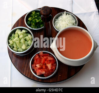 Gazpacho, spanische Tomatensuppe kalt serviert Stockfoto