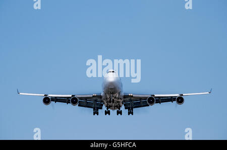 Boeing 747 Jet Nase Ansicht Landung Stockfoto