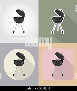 Barbecue Grill Lebensmitteln und Gegenständen flache Symbole Vektor-Illustration auf Hintergrund isoliert Stock Vektor