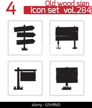 Vektor schwarze alte Holz Schild-set Stock Vektor