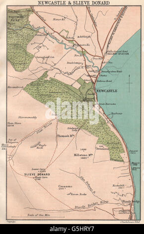 NEWCASTLE, COUNTY DOWN & SLIEVE DONARD. Ulster. Nordirland, 1902 alte Karte Stockfoto