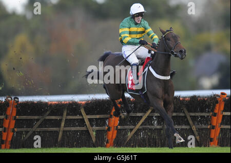 A.P. McCoy gewinnt bei den GL-Veranstaltungen, die Owen Brown trotz neuerer Gesichtsverletzungen im Hürdenlauf für "My Tent or Yours" einmacht Stockfoto