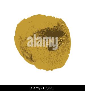 Gold Farbe Pinselstrich mit Ecken und Kanten auf weißem Hintergrund. Splash abstrakten Hintergrund, Rahmen-Vektor-Illustration. Stock Vektor