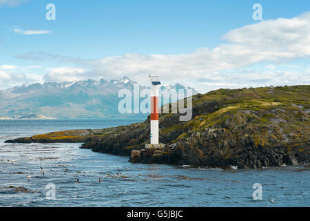 Kleinen Leuchtturm in der Beagle-Kanal, Ushuaia, Feuerland, Argentinien, Südamerika Stockfoto